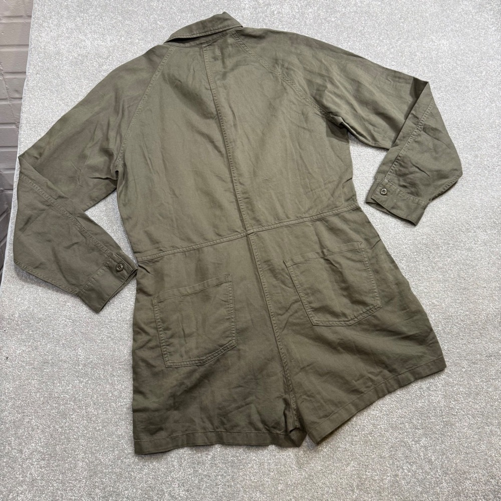Outerknown Station Suit Shortall Linen Cotton Olive Night Utility Romper NWT L - Picture 5 of 16